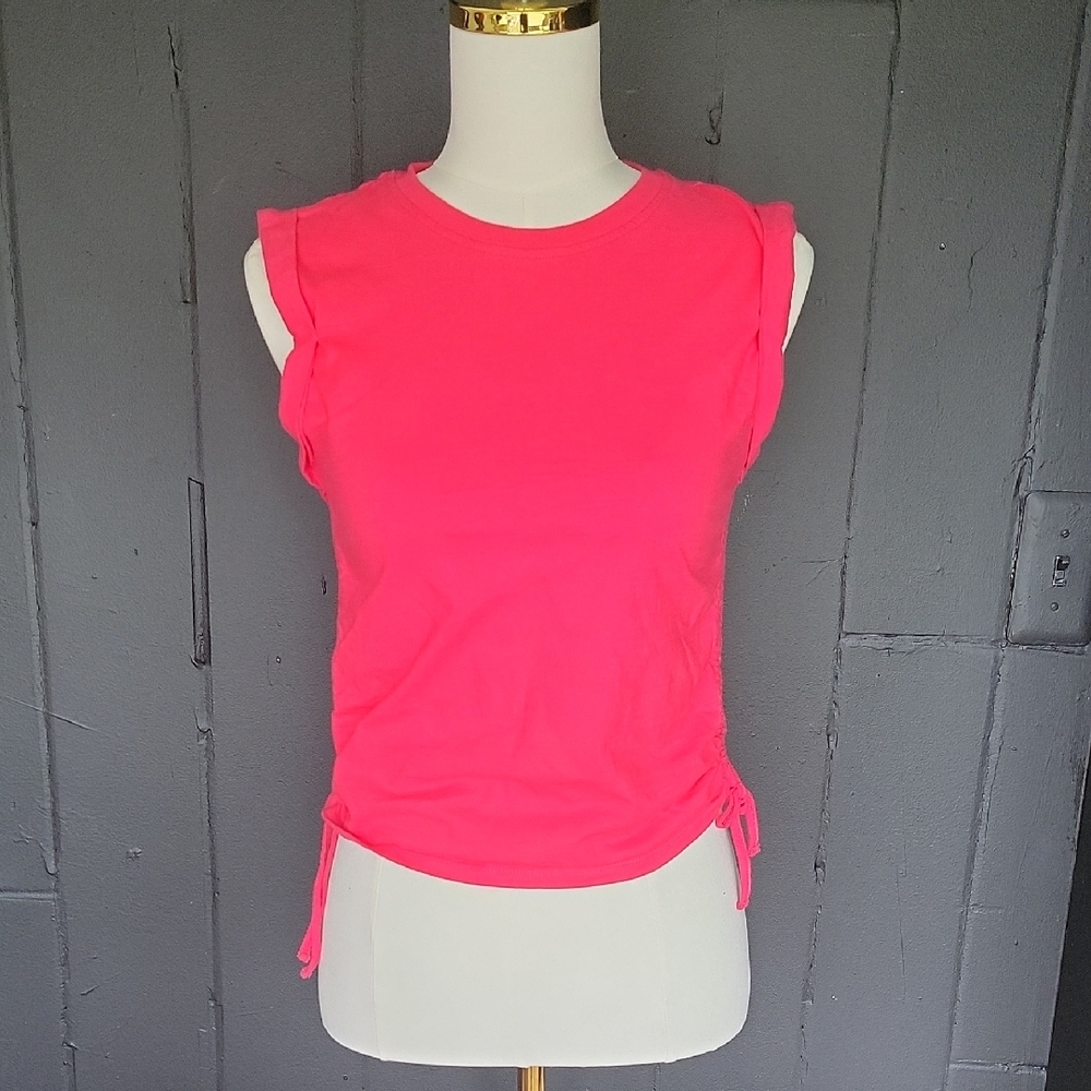 Dip Pink Muscle Tee with Ruched Details